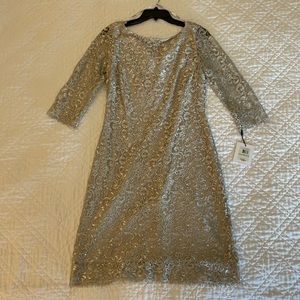 Calvin Klein Lace Beige & Silver Dress